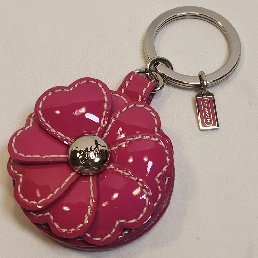 Coach RARE Pink Flower Mini Photo Keychain - Picture 1 of 4
